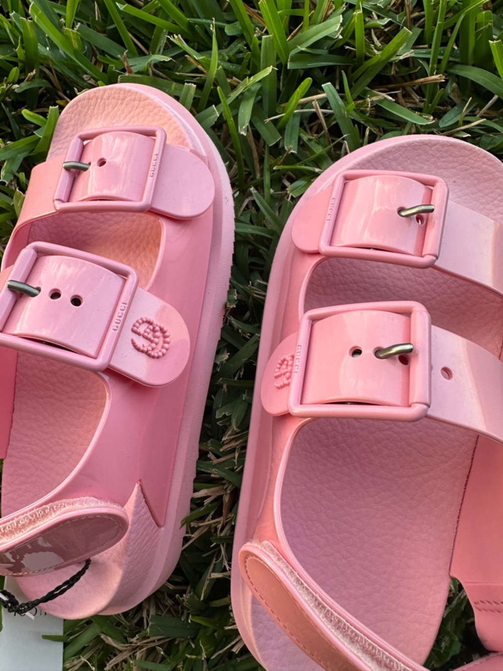Gucci Kids Pink Double-Buckle Slide Sandals EU:35 - Picture 5 of 7